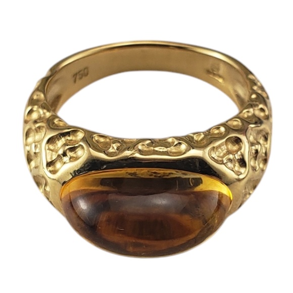 Manhattan 18 Karat Yellow Gold and Cabochon Citrine Ring Size 6.5 #20790 - Picture 2 of 9
